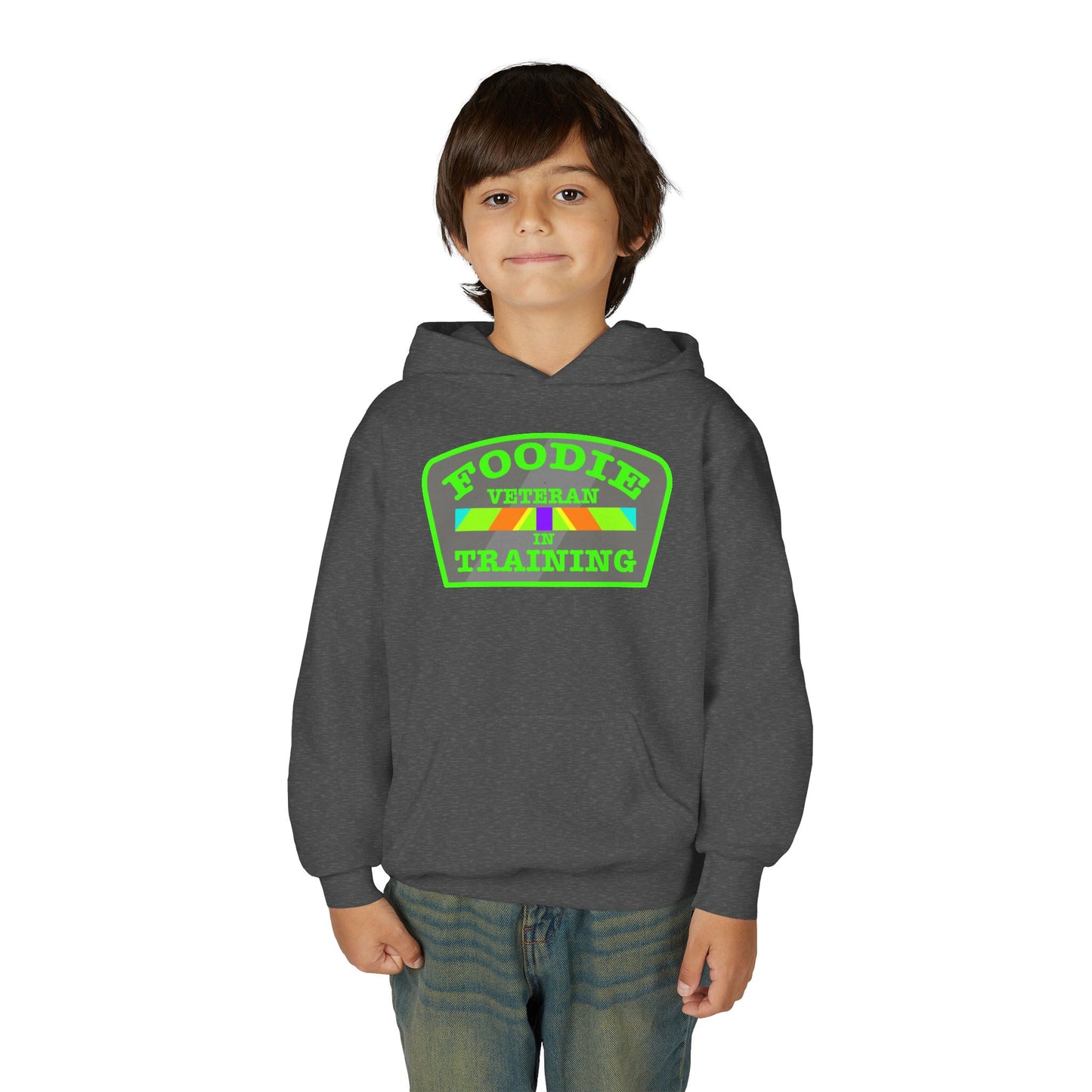 L.O.E.F Foodie Veteran In Training Kids Hoodie (Neon Green)