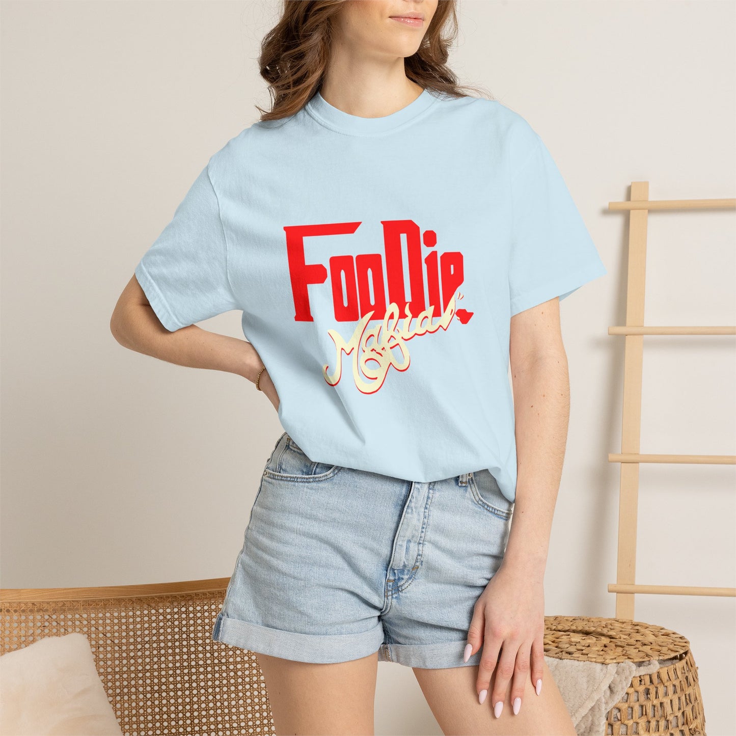 L.O.E.F Red Foodie Mafia Unisex Tee Shirt (Cream)