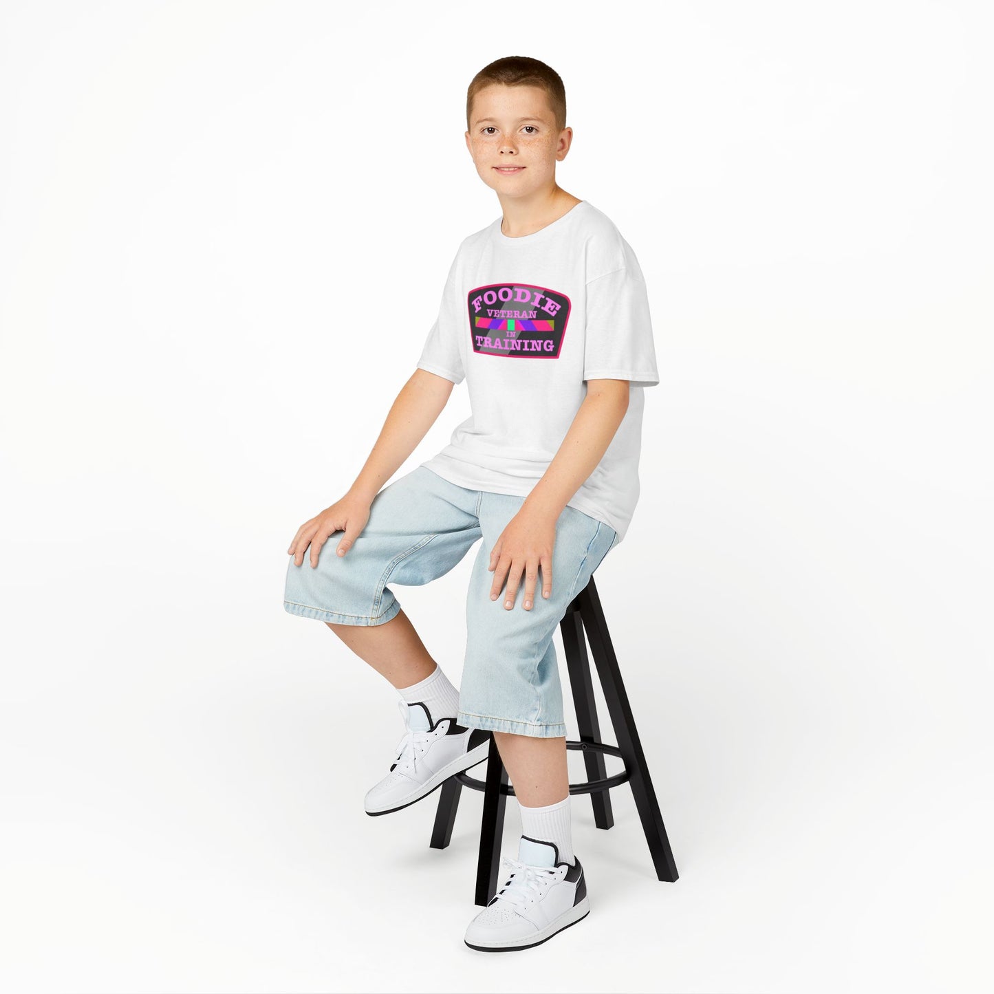 L.O.E.F Foodie Veteran In Training Kids Tee Shirt (Pink)