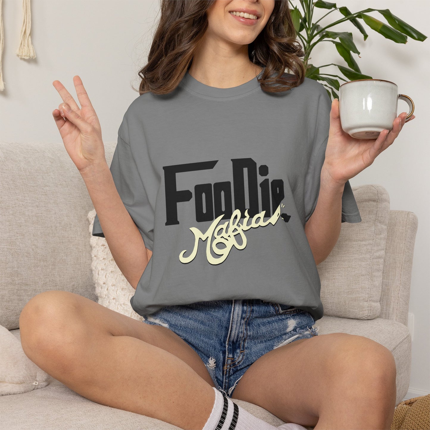 L.O.E.F Foodie Mafia Unisex Tee shirt (Cream)