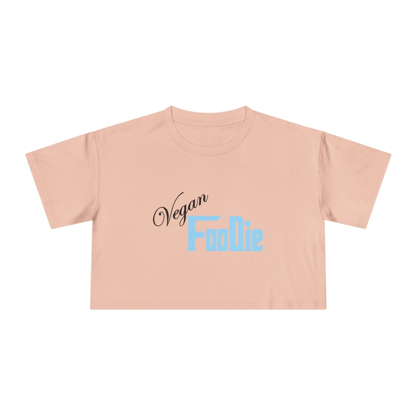 L.O.E.F Women Vegan Foodie Crop Tee (Light Blue)