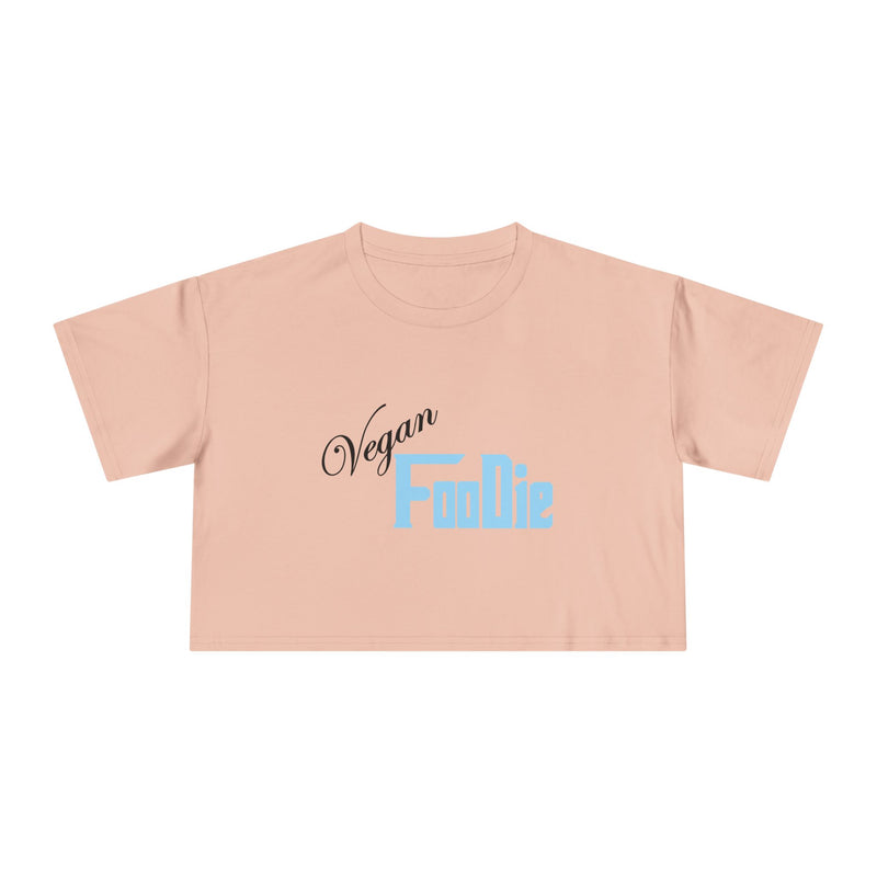 L.O.E.F Women Vegan Foodie Crop Tee (Light Blue)