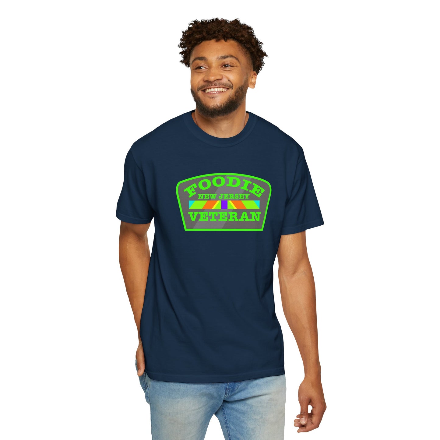 L.O.E.F Foodie Veteran NEW JERSEY Unisex Tee Shirt (Neon Green)
