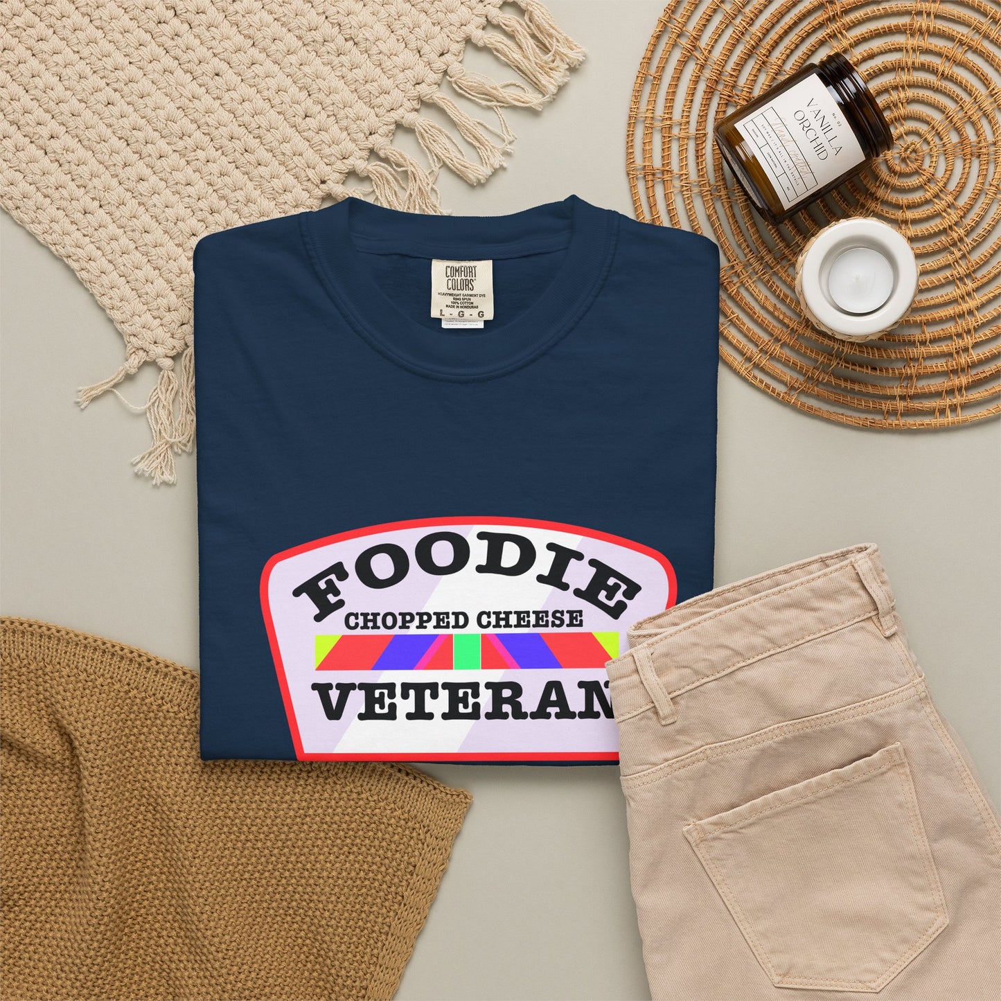 L.O.E.F Foodie Veteran Chopped Cheese Unisex Tee Shirt (Soft Pink)