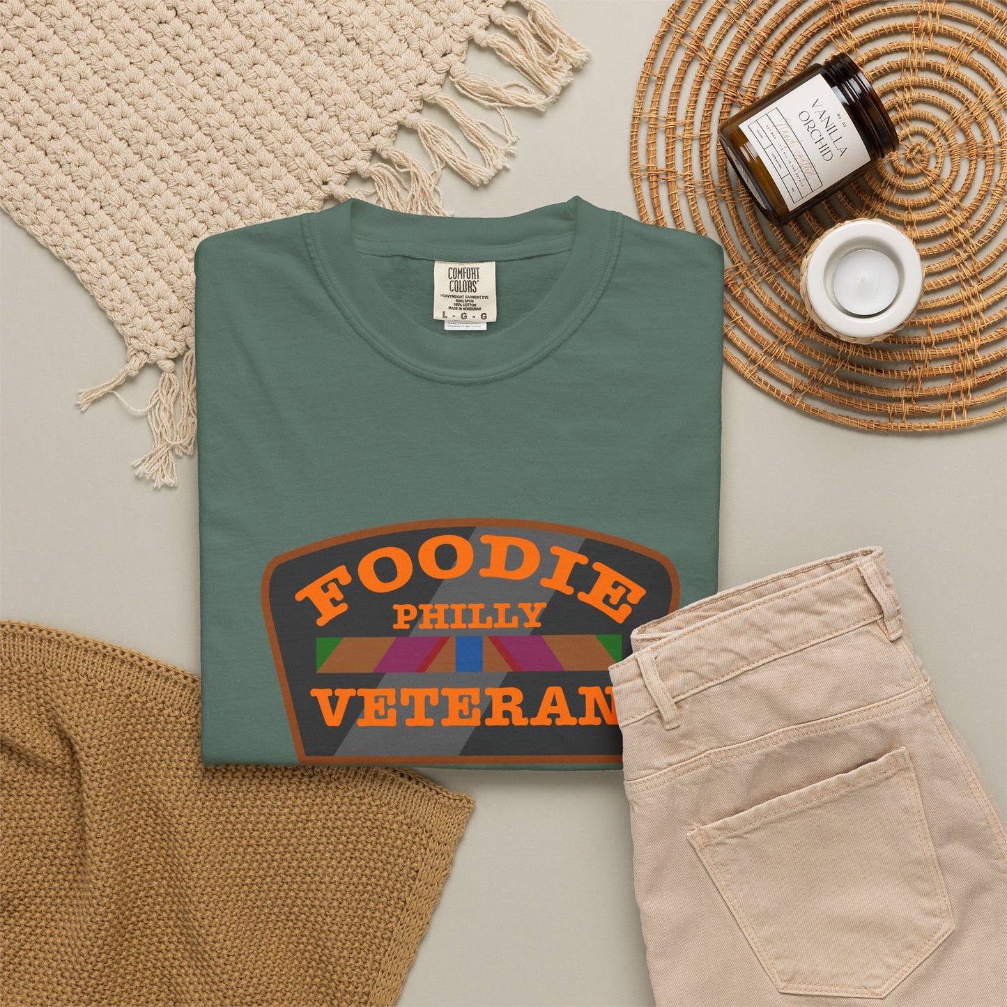 L.O.E.F Foodie Veteran PHILLY Unisex Tee Shirt (Orange)