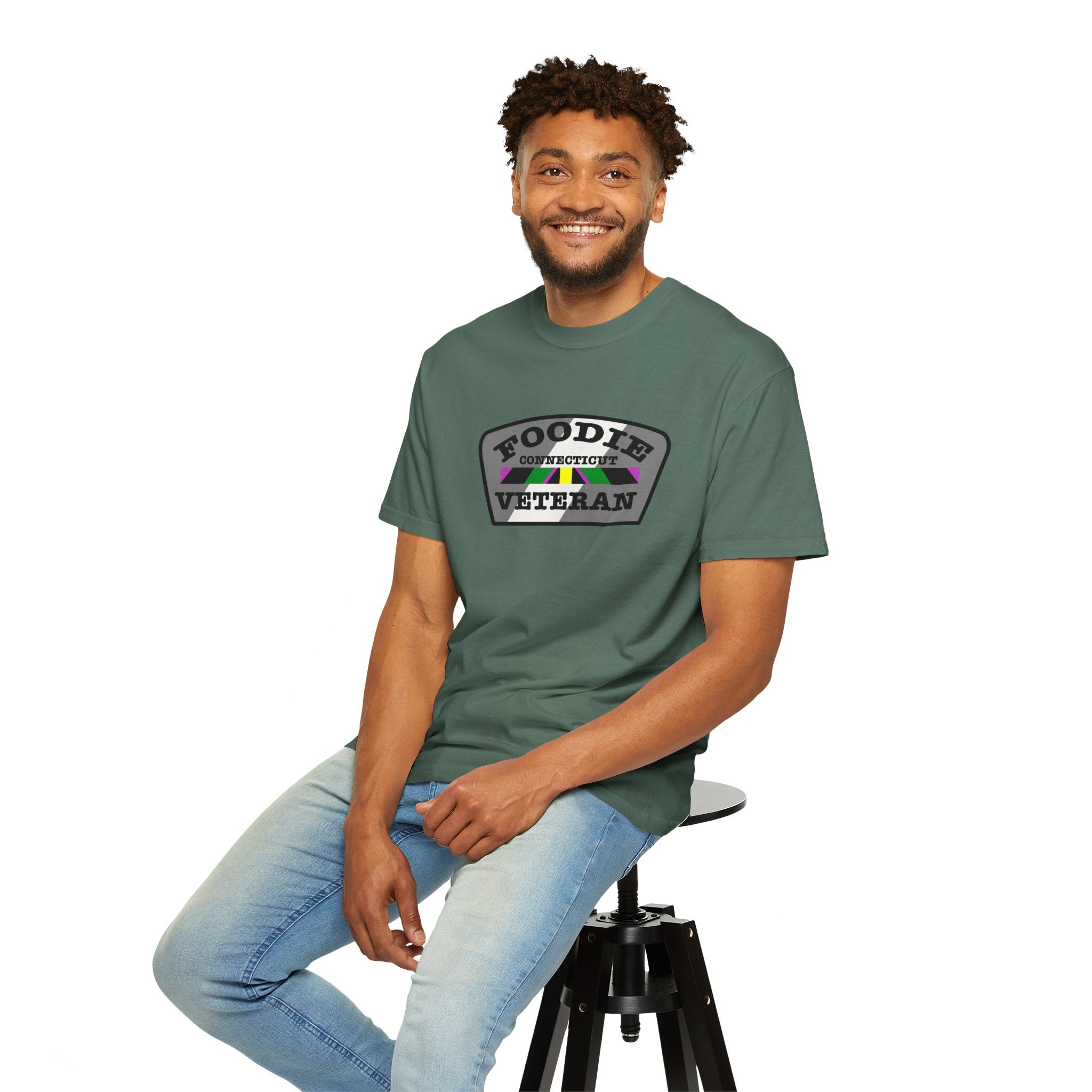 L.O.E.F Foodie Veteran CONNECTICUT Unisex Tee Shirt (Black)