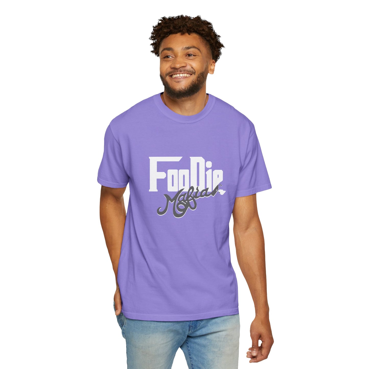 L.O.E.F White Foodie Mafia Unisex Tee shirt (Dark Grey)