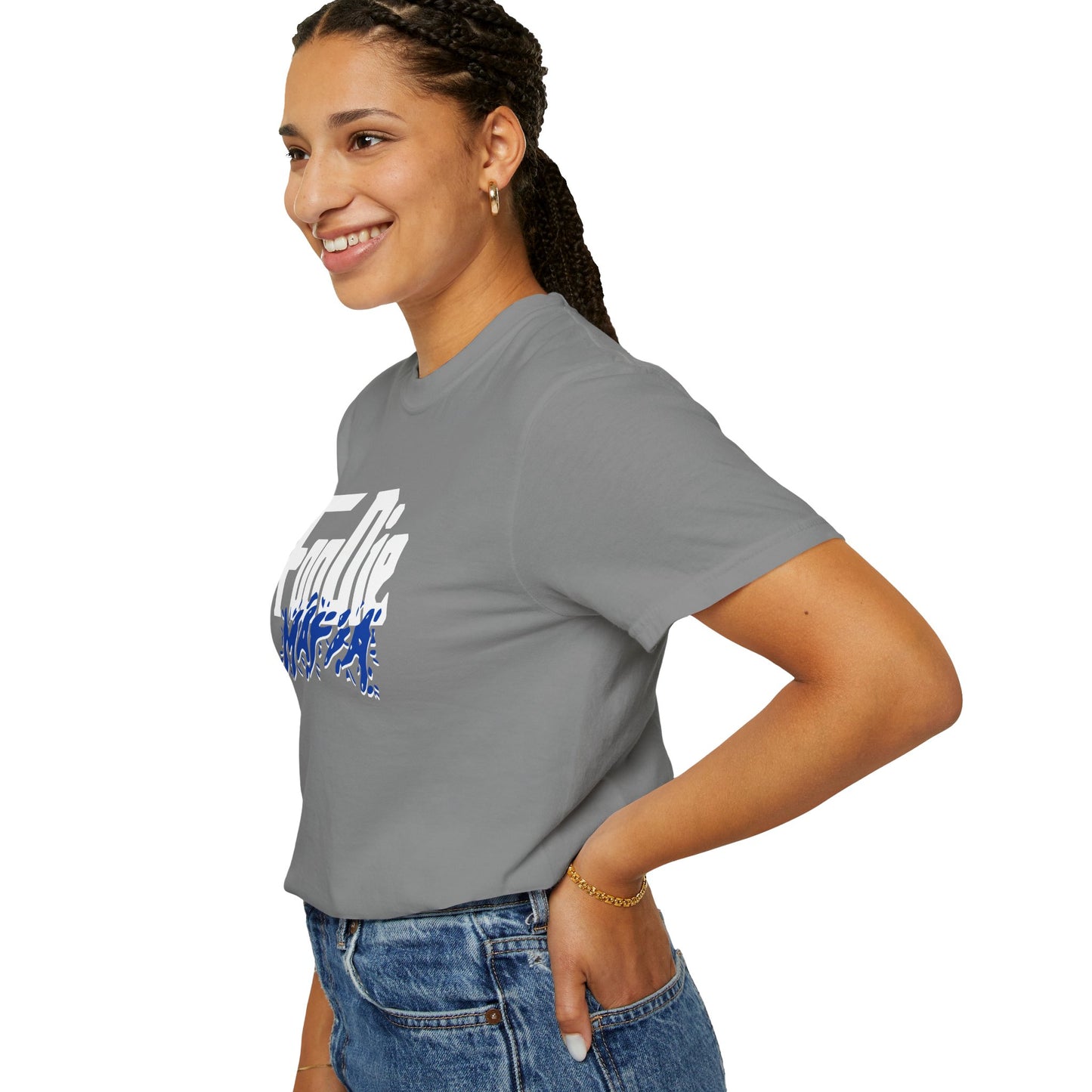 L.O.E.F White Foodie Mafia Unisex Tee Shirt (Cobalt Blue)