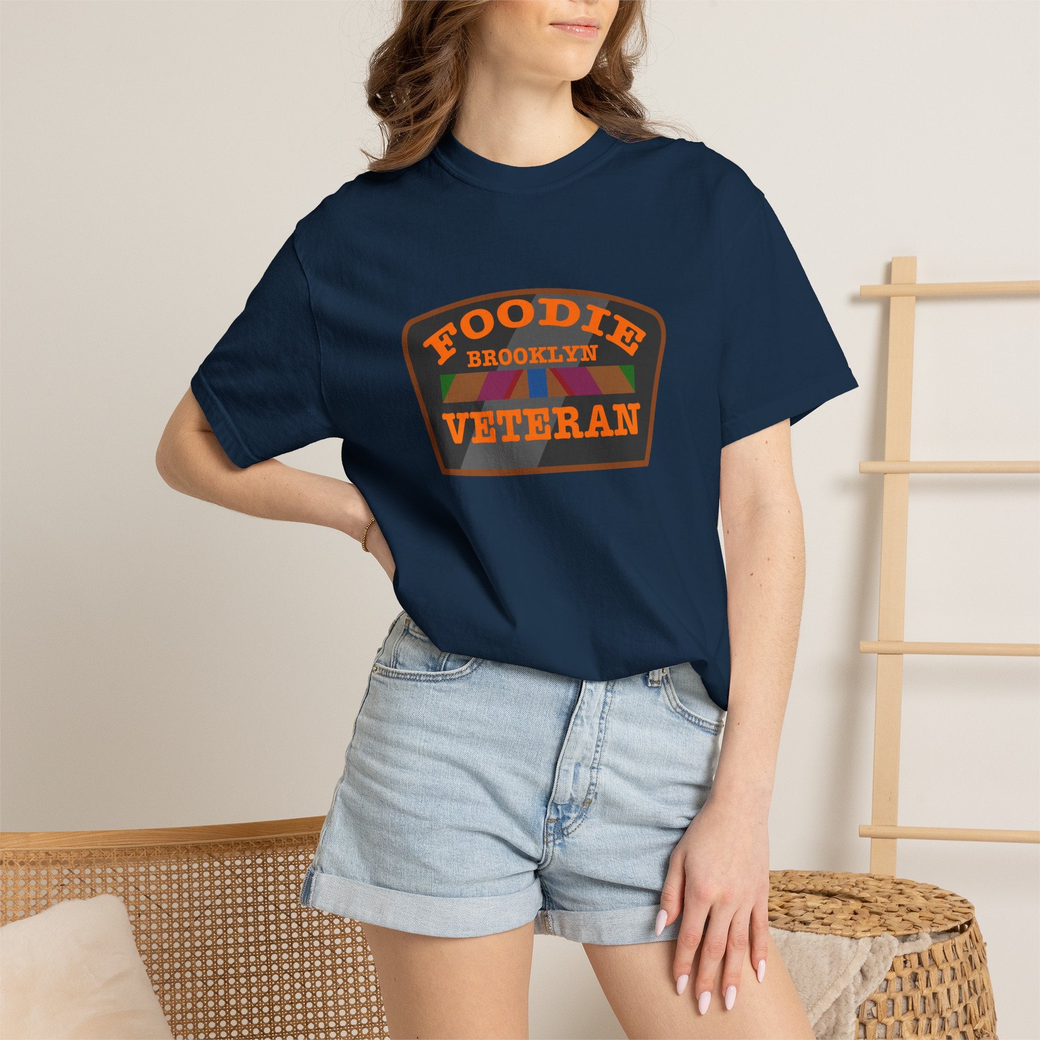 L.O.E.F Foodie Veteran BROOKLYN Unisex Tee Shirt (Orange)