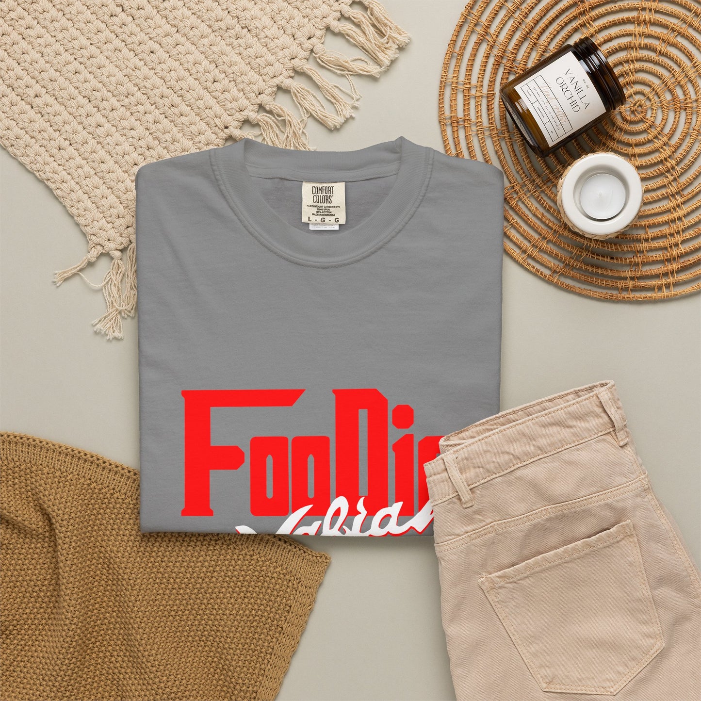L.O.E.F Red Foodie Mafia Unisex Tee Shirt (White)