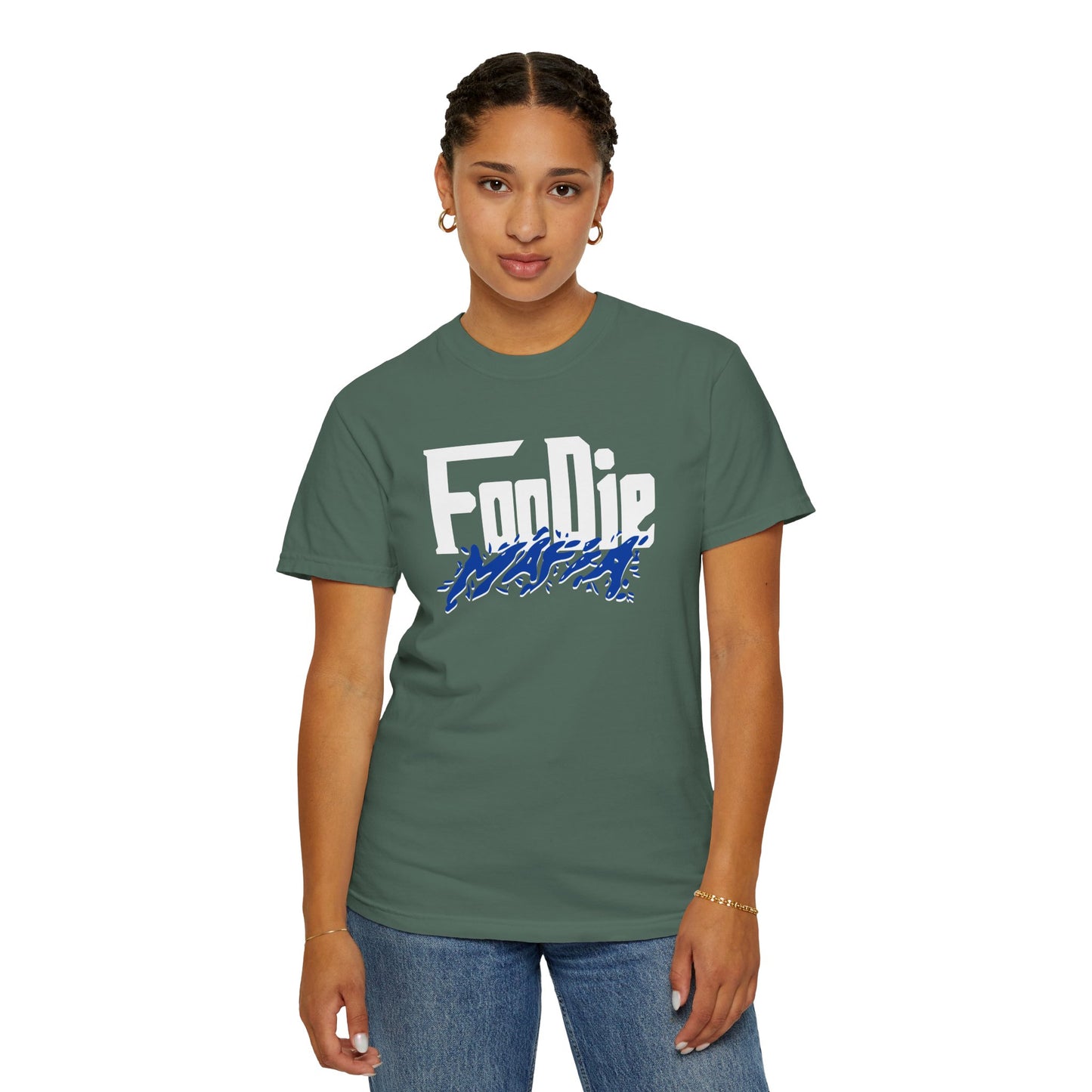 L.O.E.F White Foodie Mafia Unisex Tee Shirt (Cobalt Blue)