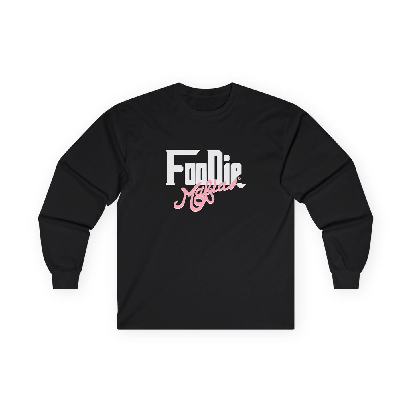 L.O.E.F White Foodie Mafia Unisex Long Sleeve Tee (Soft Pink)