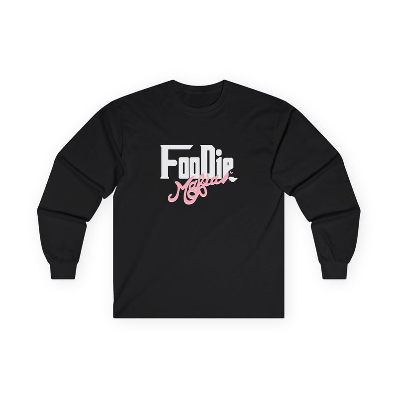 L.O.E.F White Foodie Mafia Unisex Long Sleeve Tee (Soft Pink)