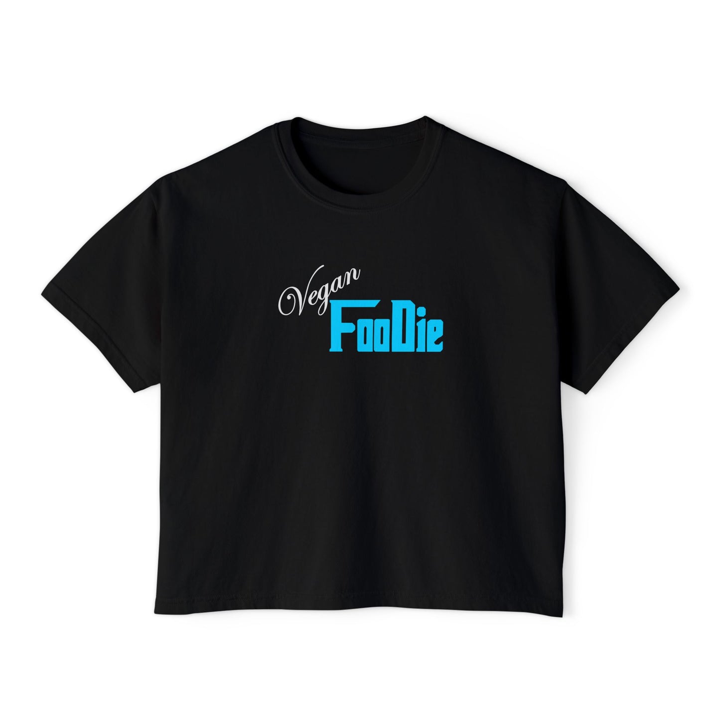 L.O.E.F Women Vegan Foodie Boxy Tee (Neon Blue)