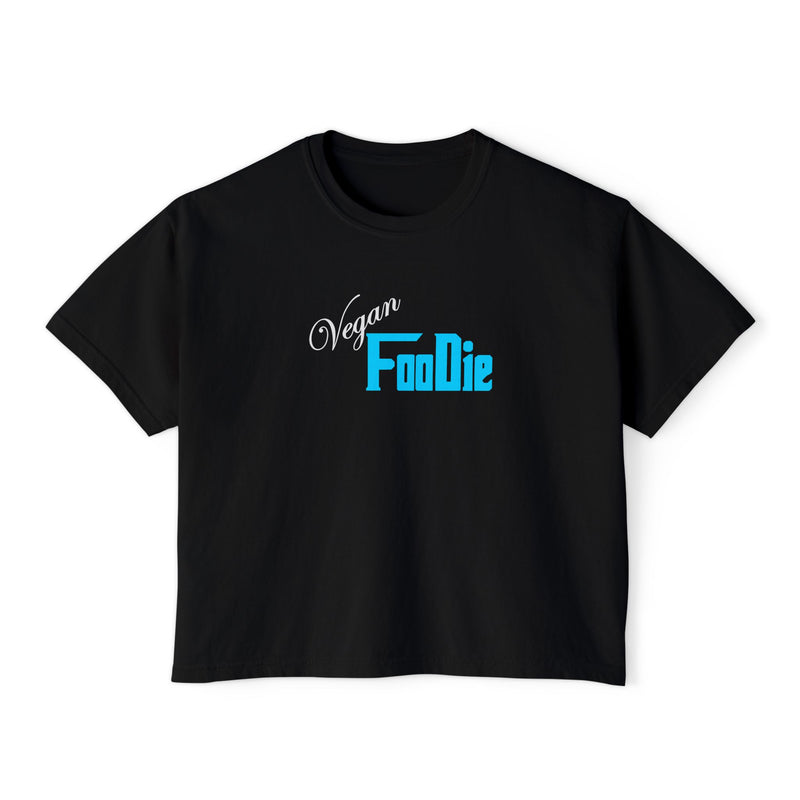 L.O.E.F Women Vegan Foodie Boxy Tee (Neon Blue)
