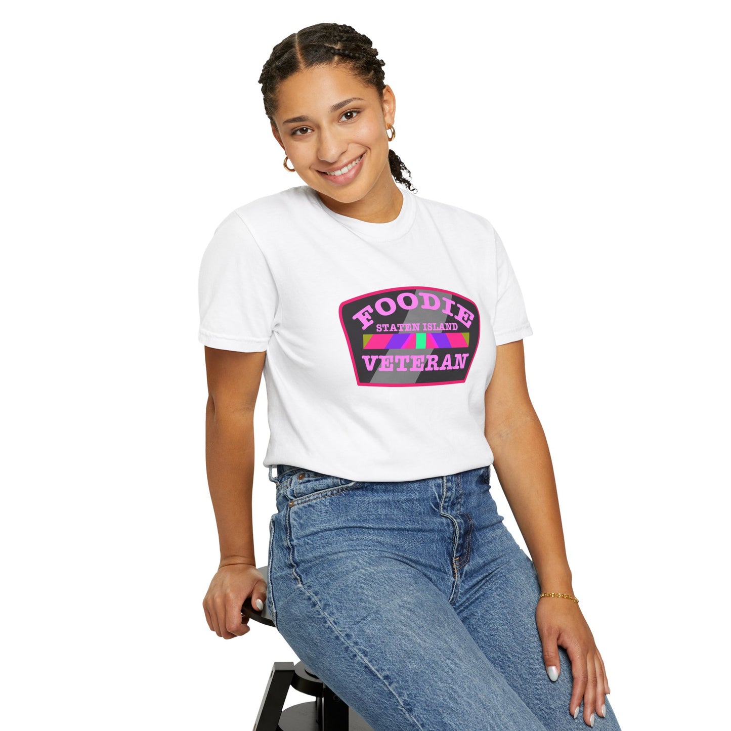 L.O.E.F Foodie Veteran STATEN ISLAND Unisex Tee Shirt (Pink)