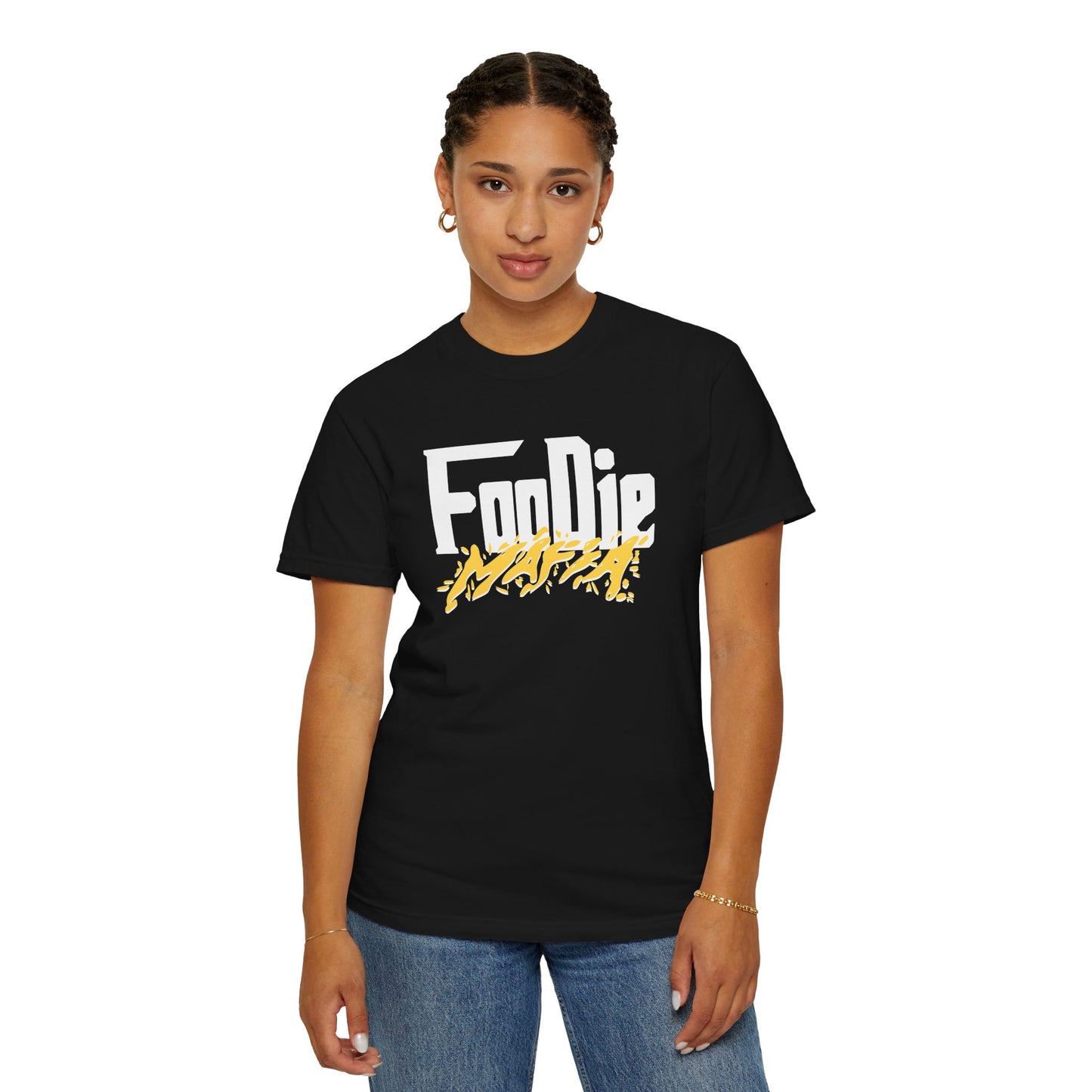 L.O.E.F White Foodie Mafia Unisex Tee Shirt (Yellow)