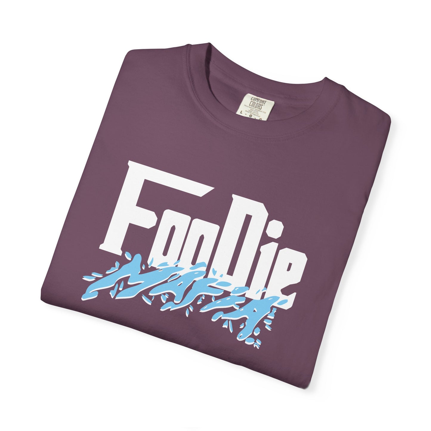 L.O.E.F White Foodie Mafia Unisex Tee Shirt (Sky Blue)