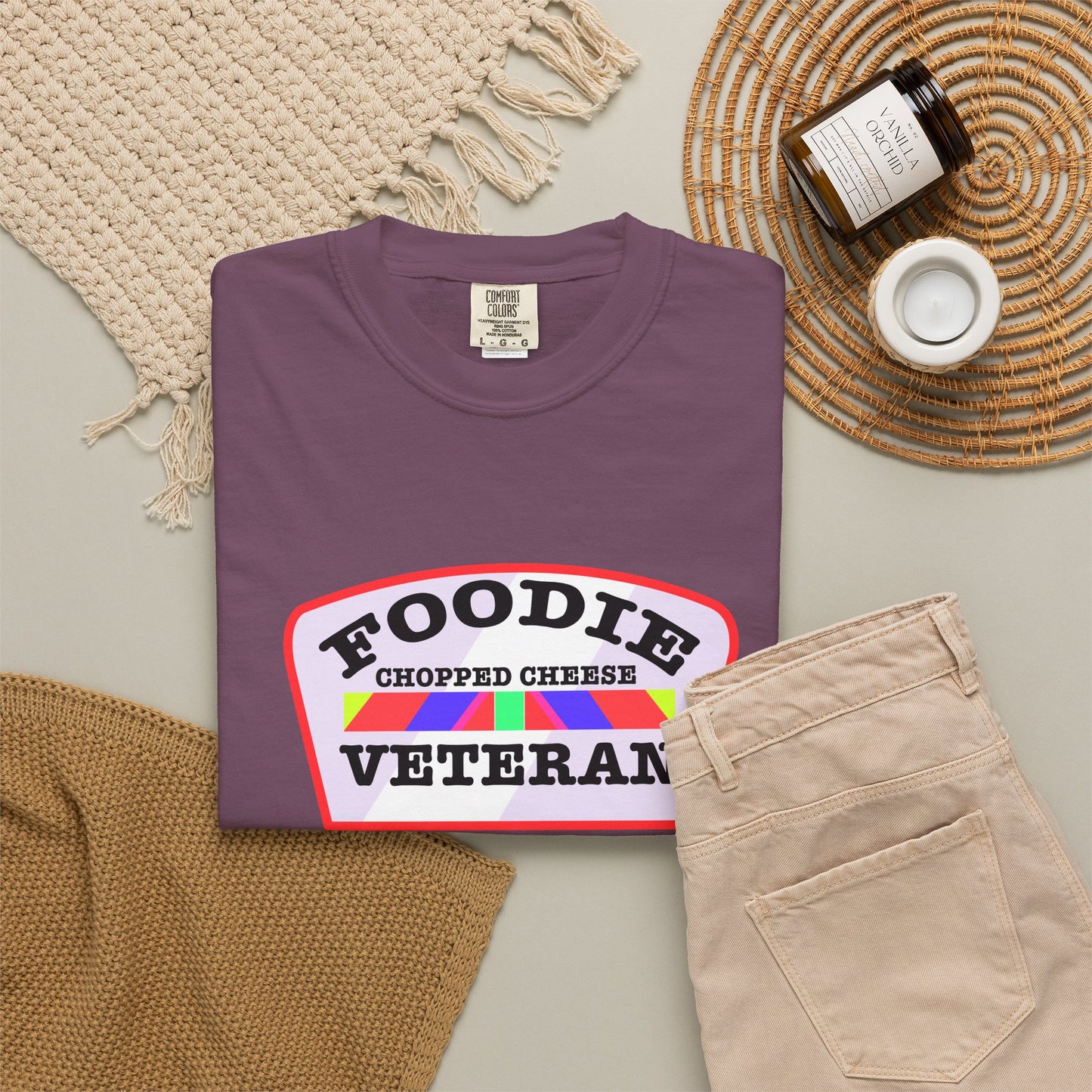 L.O.E.F Foodie Veteran Chopped Cheese Unisex Tee Shirt (Soft Pink)