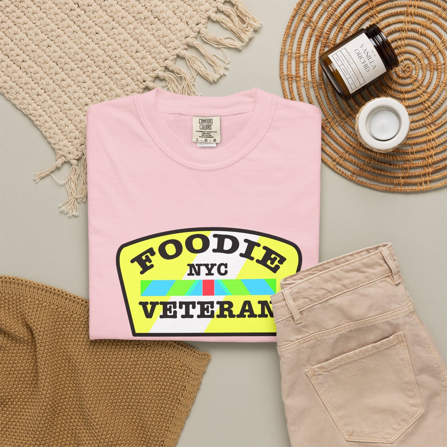 L.O.E.F Foodie Veteran NYC Unisex Tee Shirt (Yellow and Black)