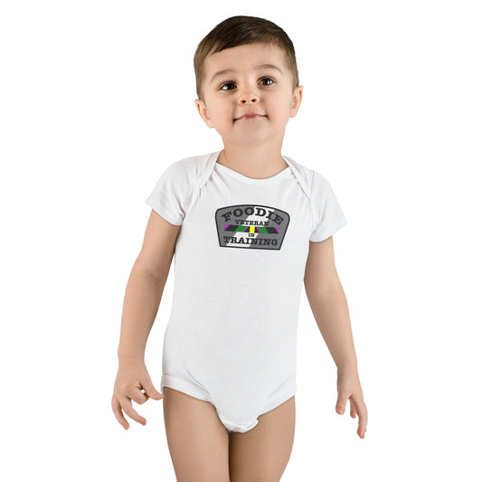 L.O.E.F Foodie Veteran In Training Baby Bodysuit (Gray)
