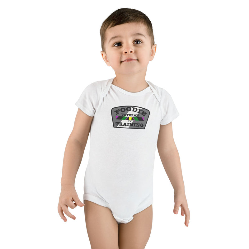 L.O.E.F Foodie Veteran In Training Baby Bodysuit (Gray)