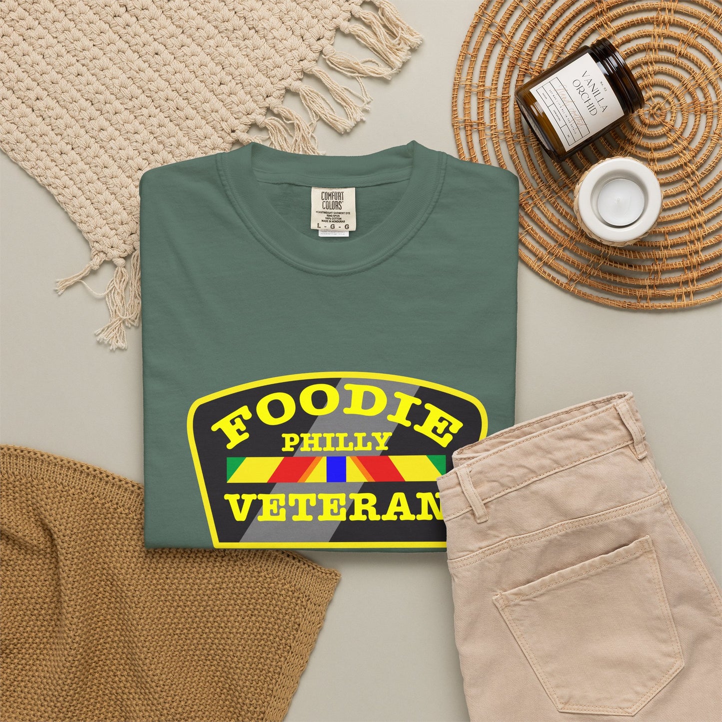 L.O.E.F Foodie Veteran PHILLY Unisex Tee Shirt (Yellow)