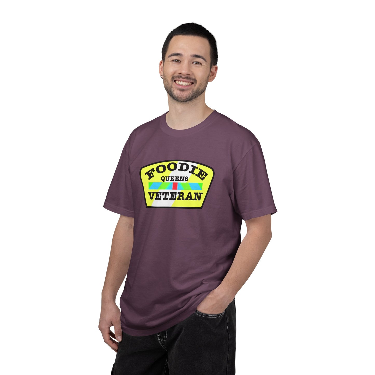 L.O.E.F Foodie Veteran QUEENS Unisex Tee Shirt (Yellow and Black)