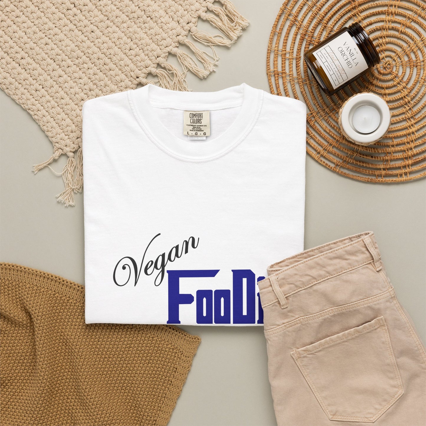 L.O.E.F Unisex Vegan Foodie Tee Shirt (Dark Blue)