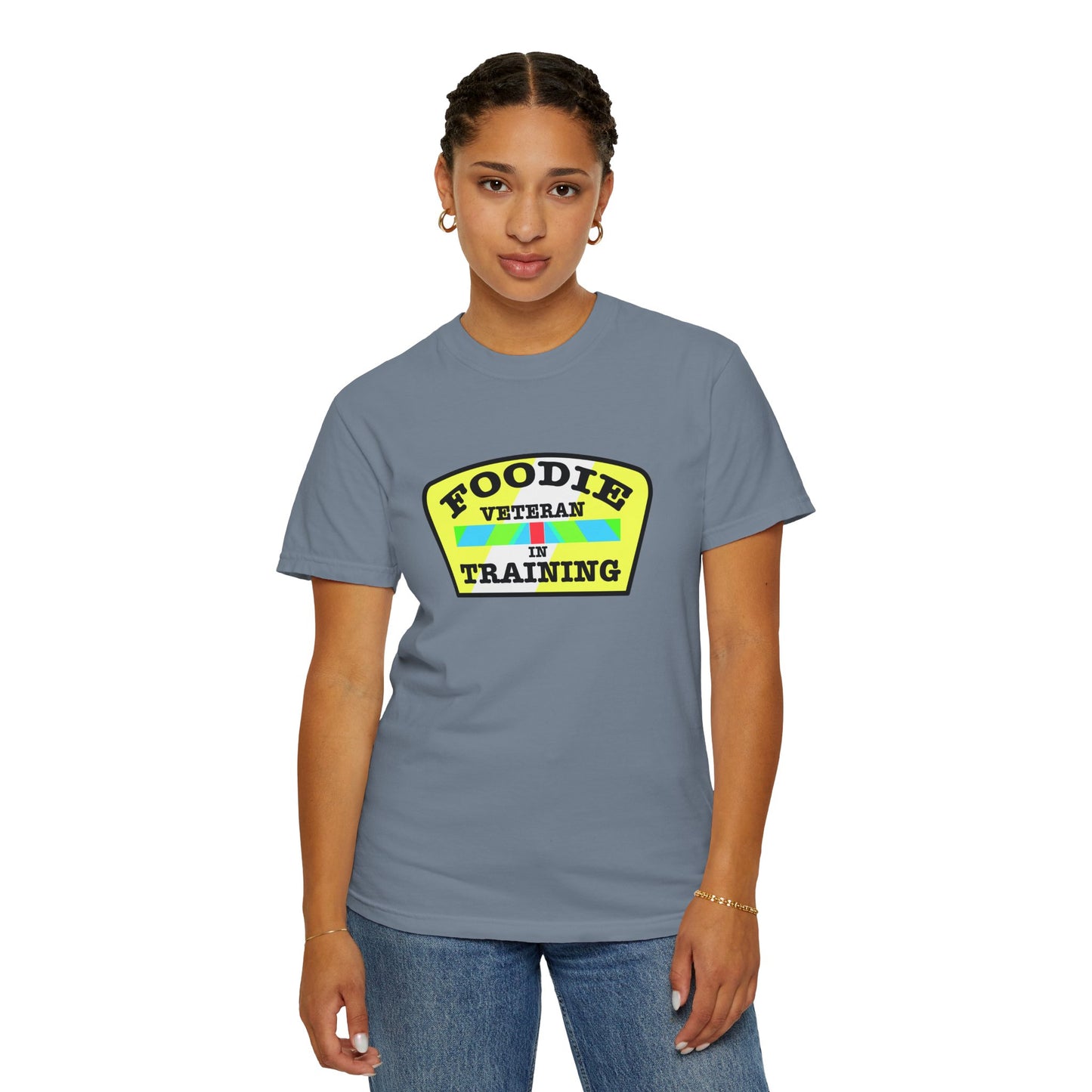 L.O.E.F Foodie Veteran IN TRAINING Unisex Tee Shirt (Yellow and Black)