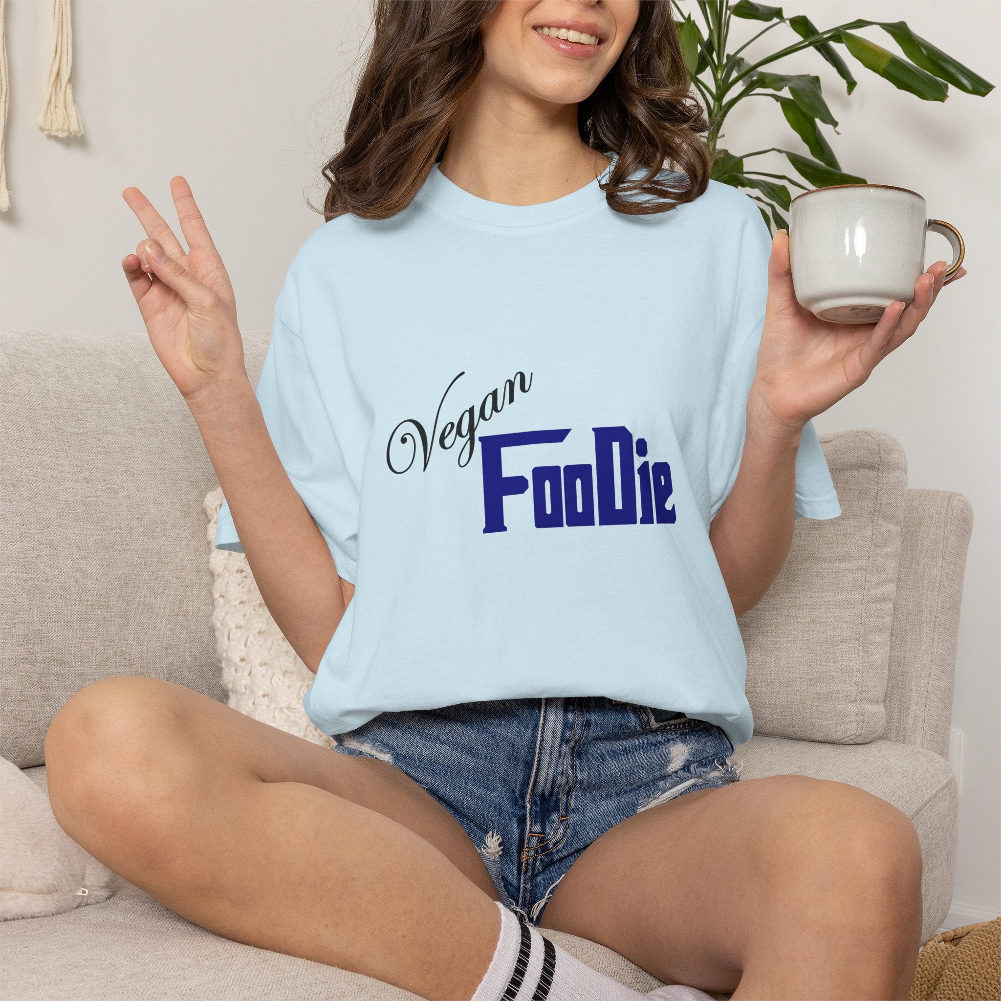 L.O.E.F Unisex Vegan Foodie Tee Shirt (Dark Blue)
