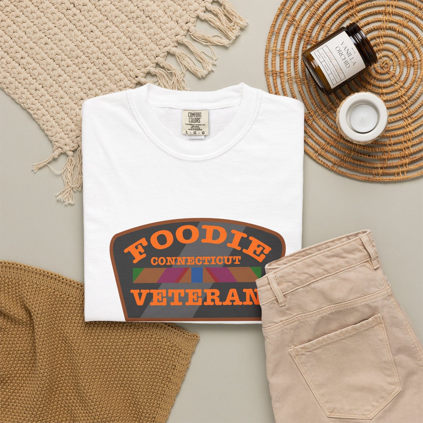L.O.E.F Foodie Veteran CONNECTICUT Unisex Tee Shirt (Orange)
