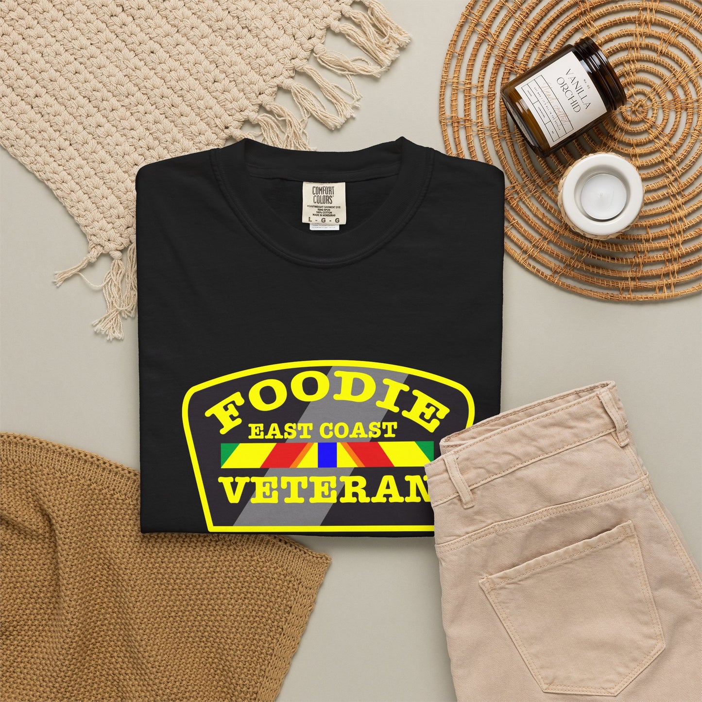 L.O.E.F Foodie Veteran EAST COAST Unisex Tee Shirt (Yellow)