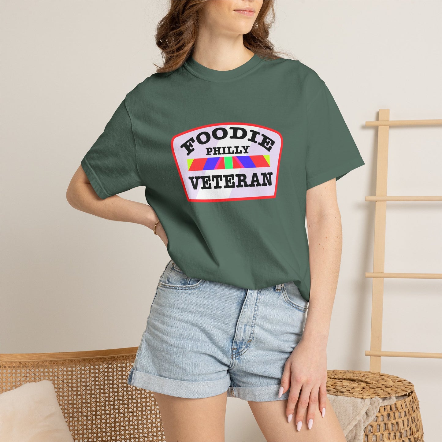 L.O.E.F Foodie Veteran PHILLY Unisex Tee Shirt (Soft Pink)