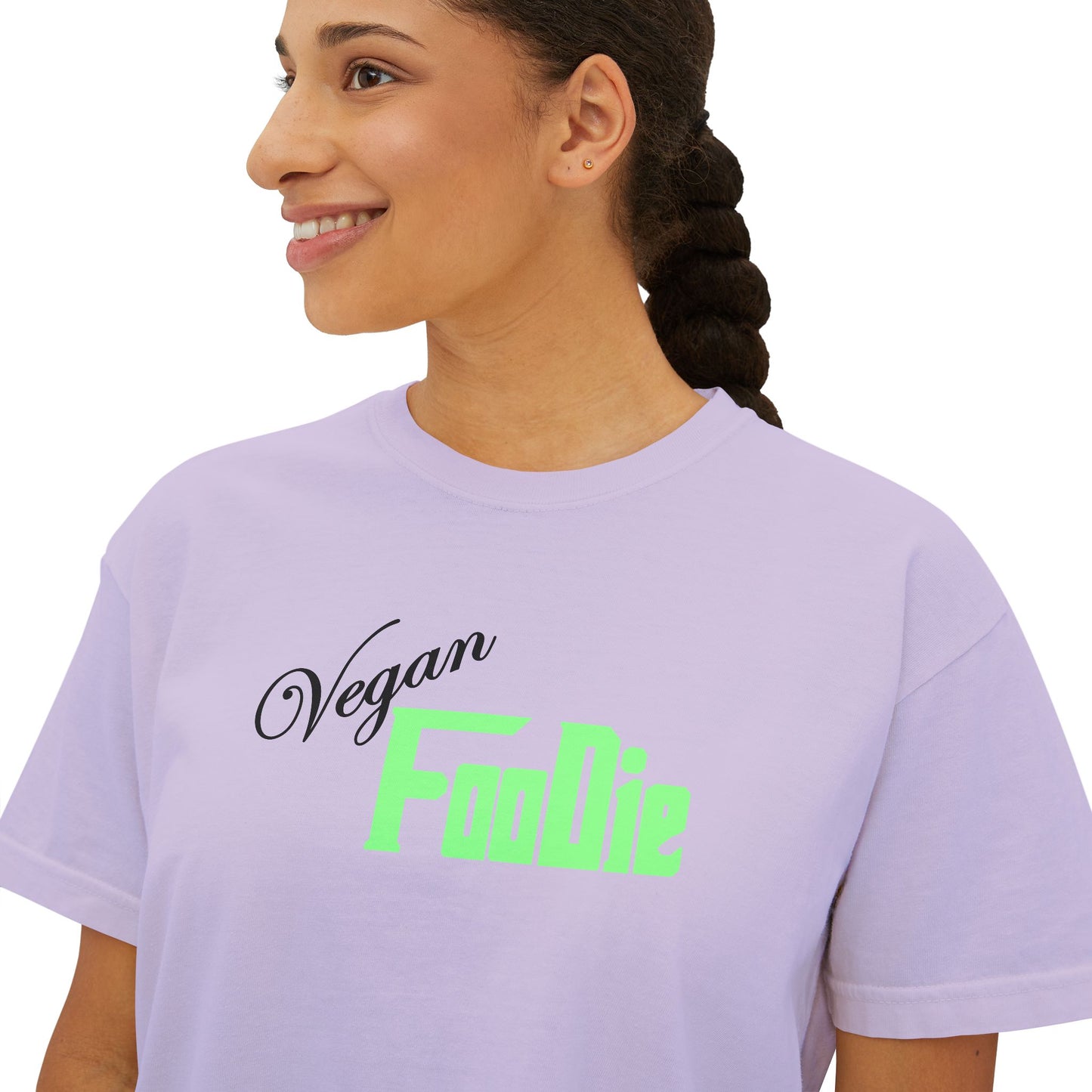 L.OE.F Women Vegan Foodie Boxy Tee (Mint Green)