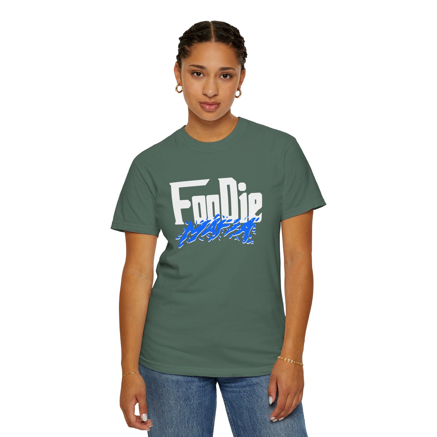L.O.E.F White Foodie Mafia Unisex Tee Shirt (Blue)