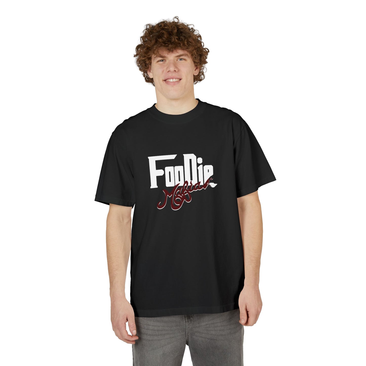 L.O.E.F White Foodie Mafia Unisex Tee shirt (Maroon)