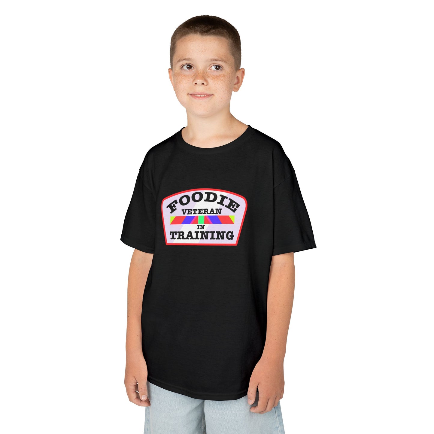 L.O.E.F Foodie Veteran In Training Kids Tee Shirt (Soft Pink)