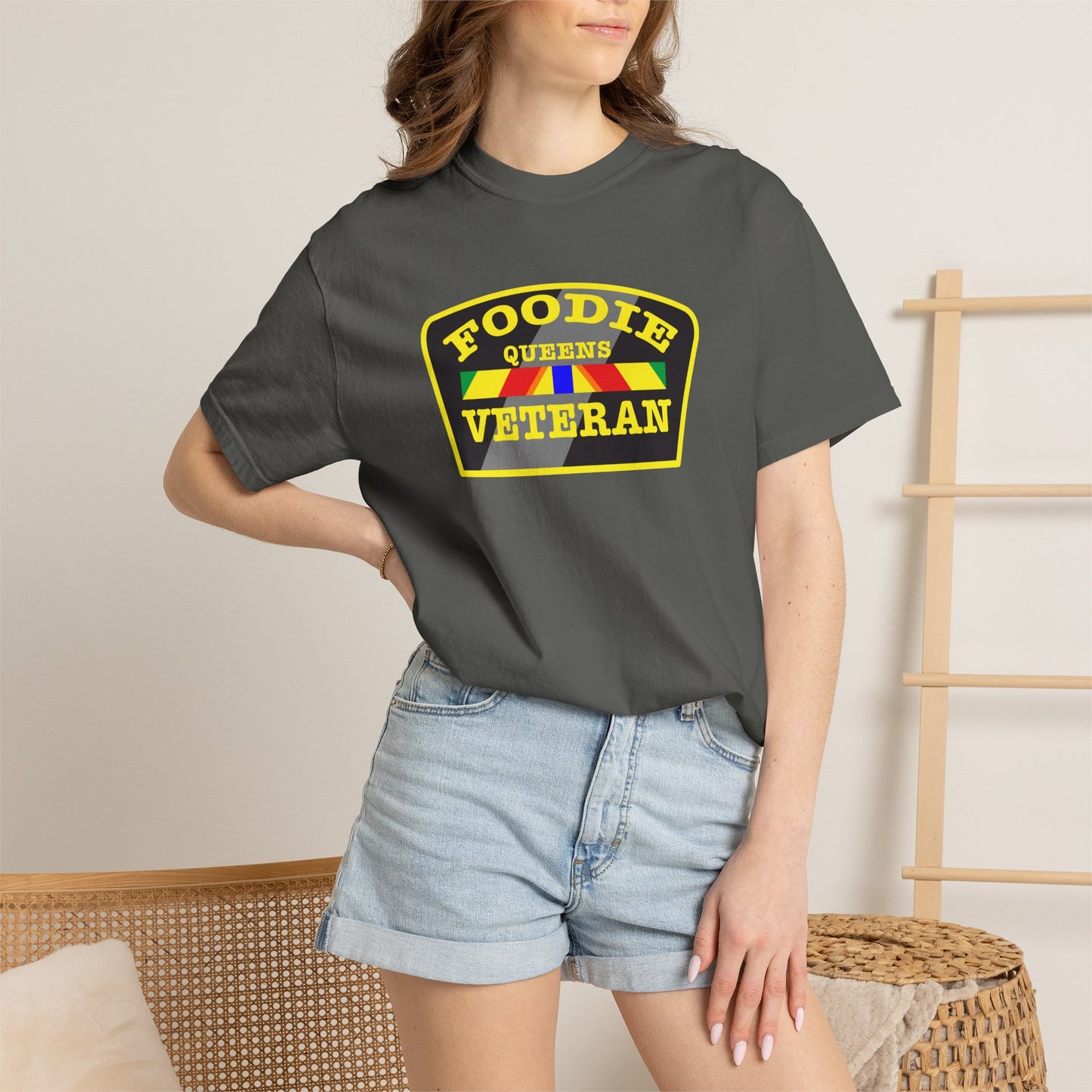 L.O.E.F Foodie Veteran QUEENS Unisex Tee Shirt (Yellow)