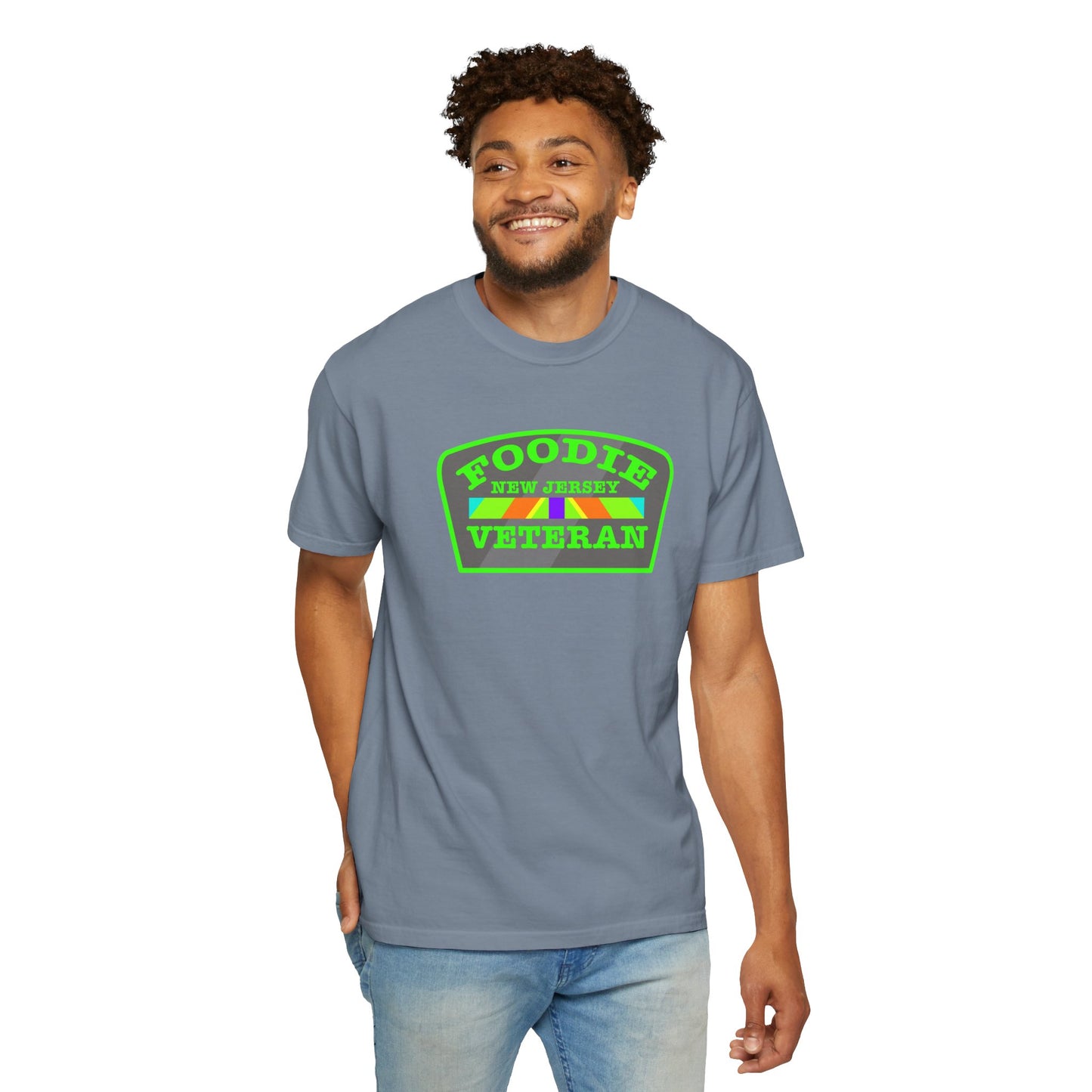 L.O.E.F Foodie Veteran NEW JERSEY Unisex Tee Shirt (Neon Green)