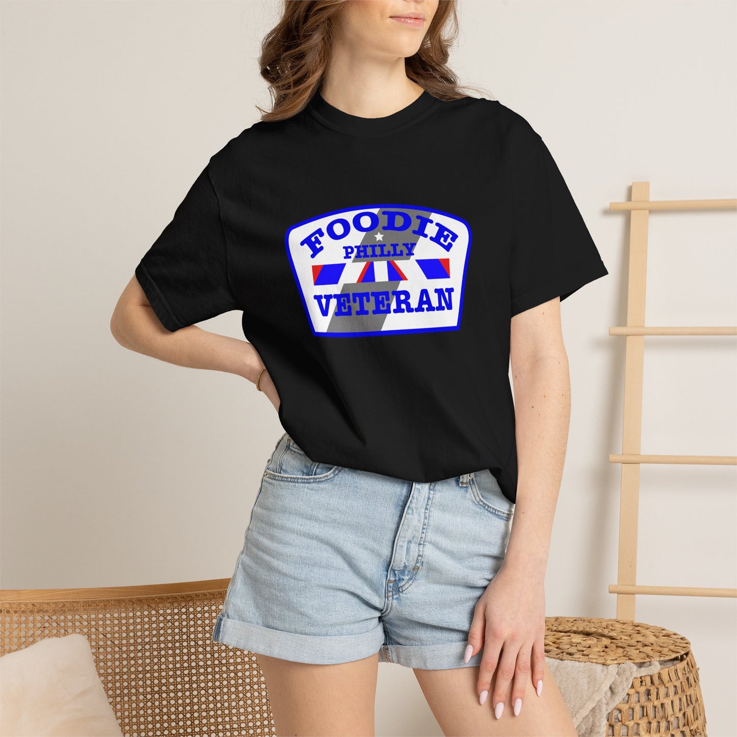 L.O.E.F Foodie Veteran PHILLY Unisex Tee Shirt (Blue)