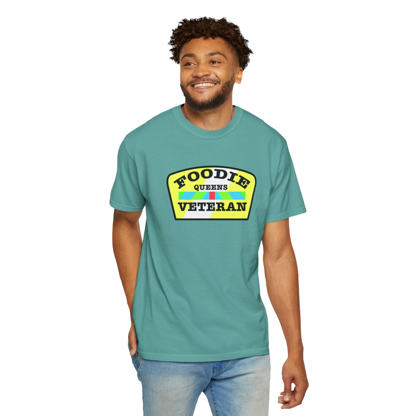 L.O.E.F Foodie Veteran QUEENS Unisex Tee Shirt (Yellow and Black)