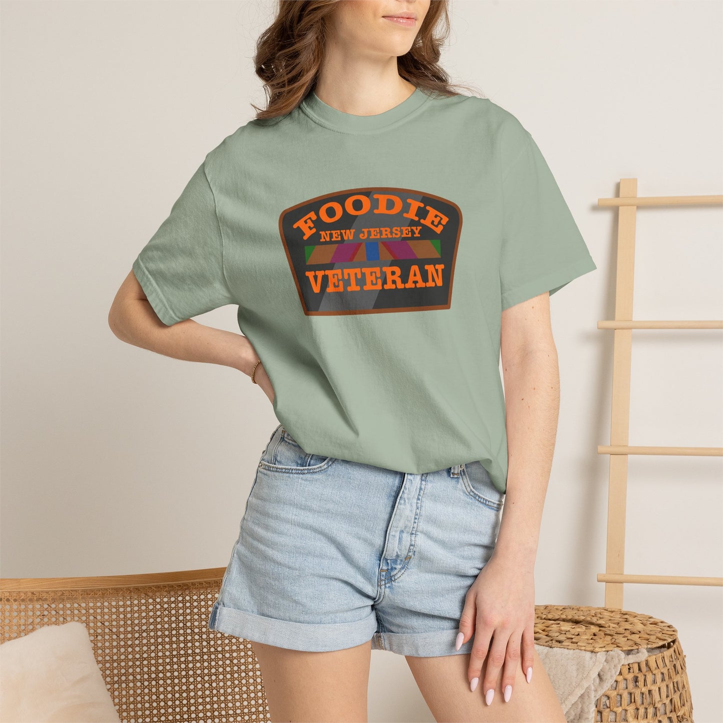 L.O.E.F Foodie Veteran NEW JERSEY Unisex Tee Shirt (Orange)