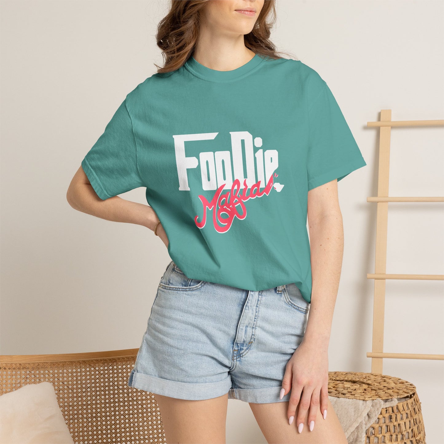L.O.E.F White Foodie Mafia Unisex Tee shirt (Fiery Red)
