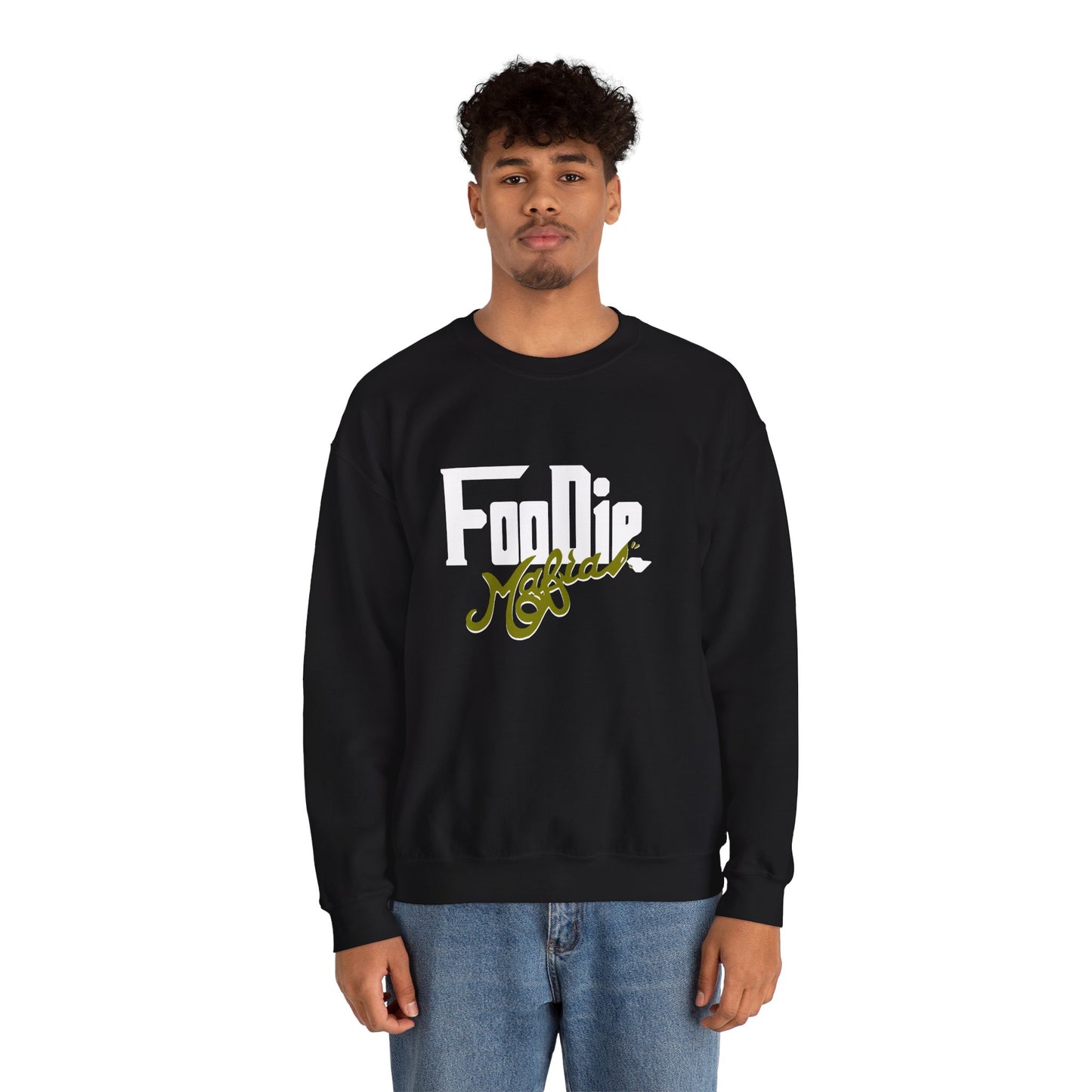 L.O.E.F White Foodie Mafia Unisex Sweatshirt (Olive)