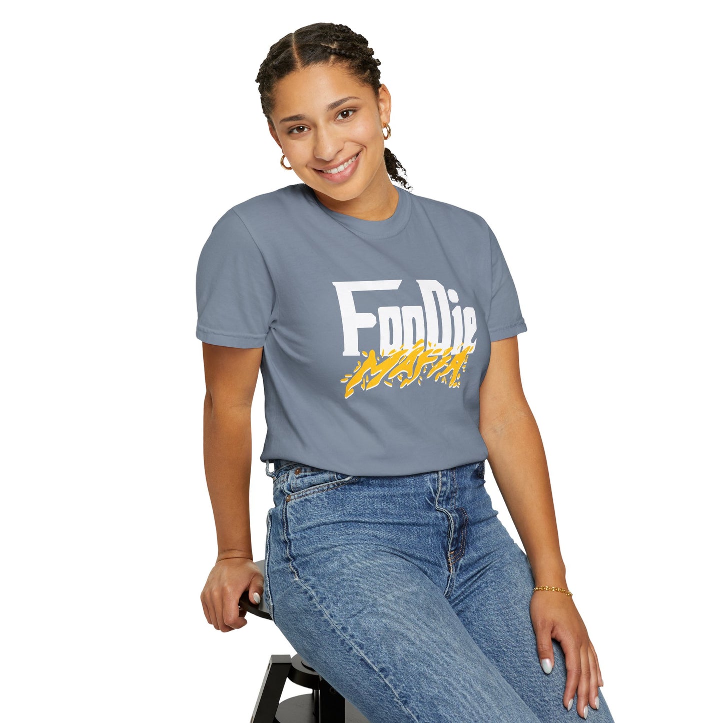 L.O.E.F White Foodie Mafia Unisex Tee Shirt (Mustard)