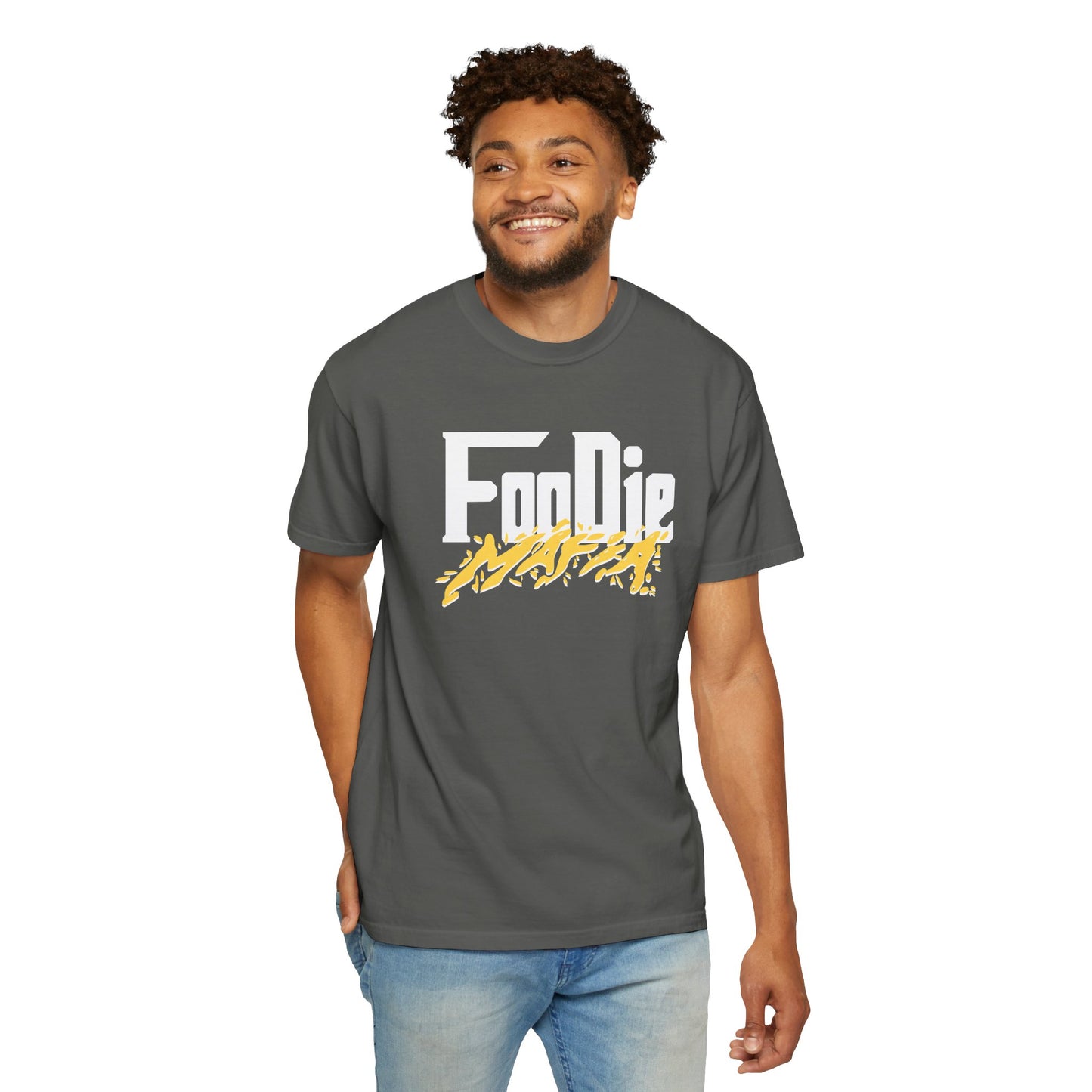 L.O.E.F White Foodie Mafia Unisex Tee Shirt (Yellow)