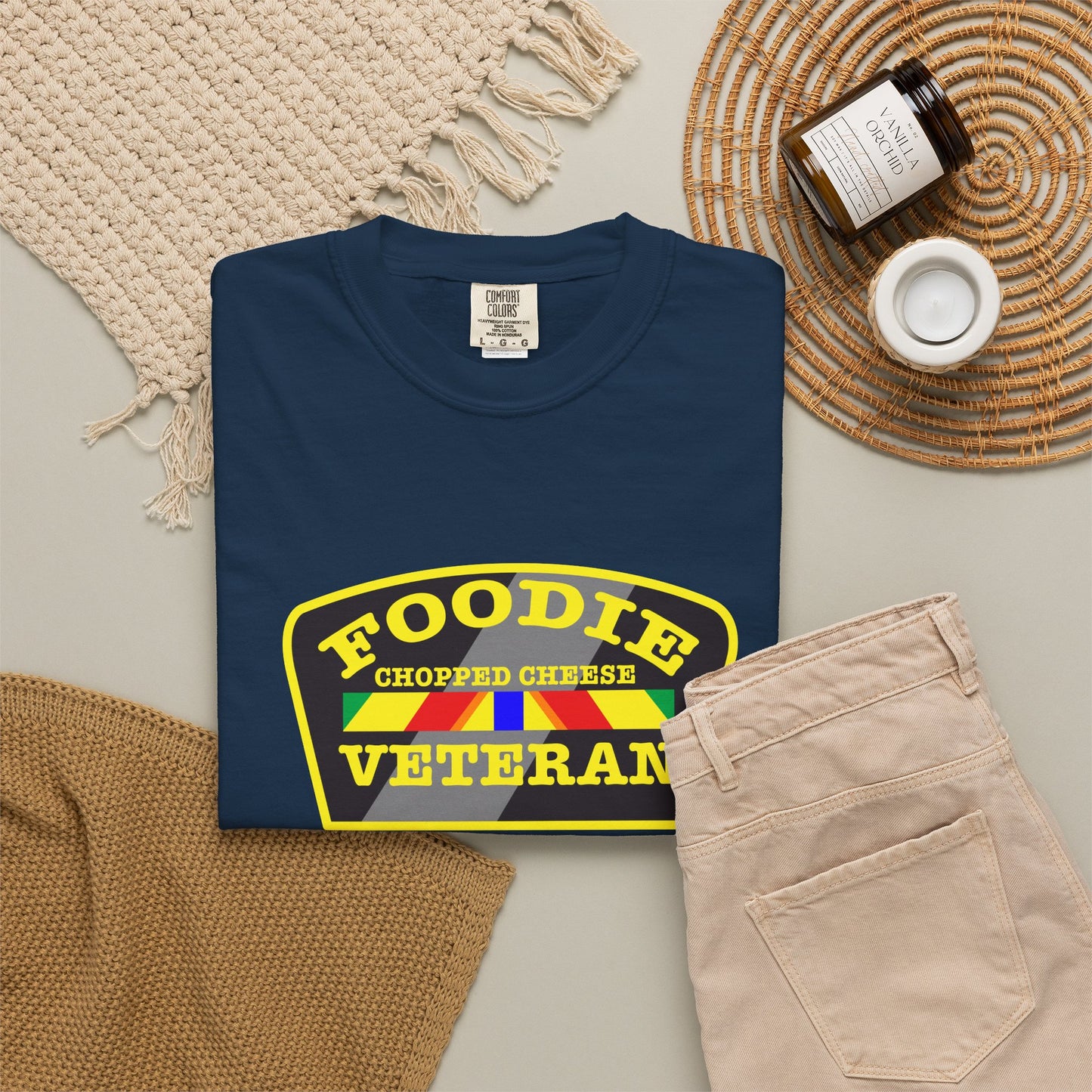 L.O.E.F Foodie Veteran Chopped Cheese Unisex Tee Shirt (Yellow)