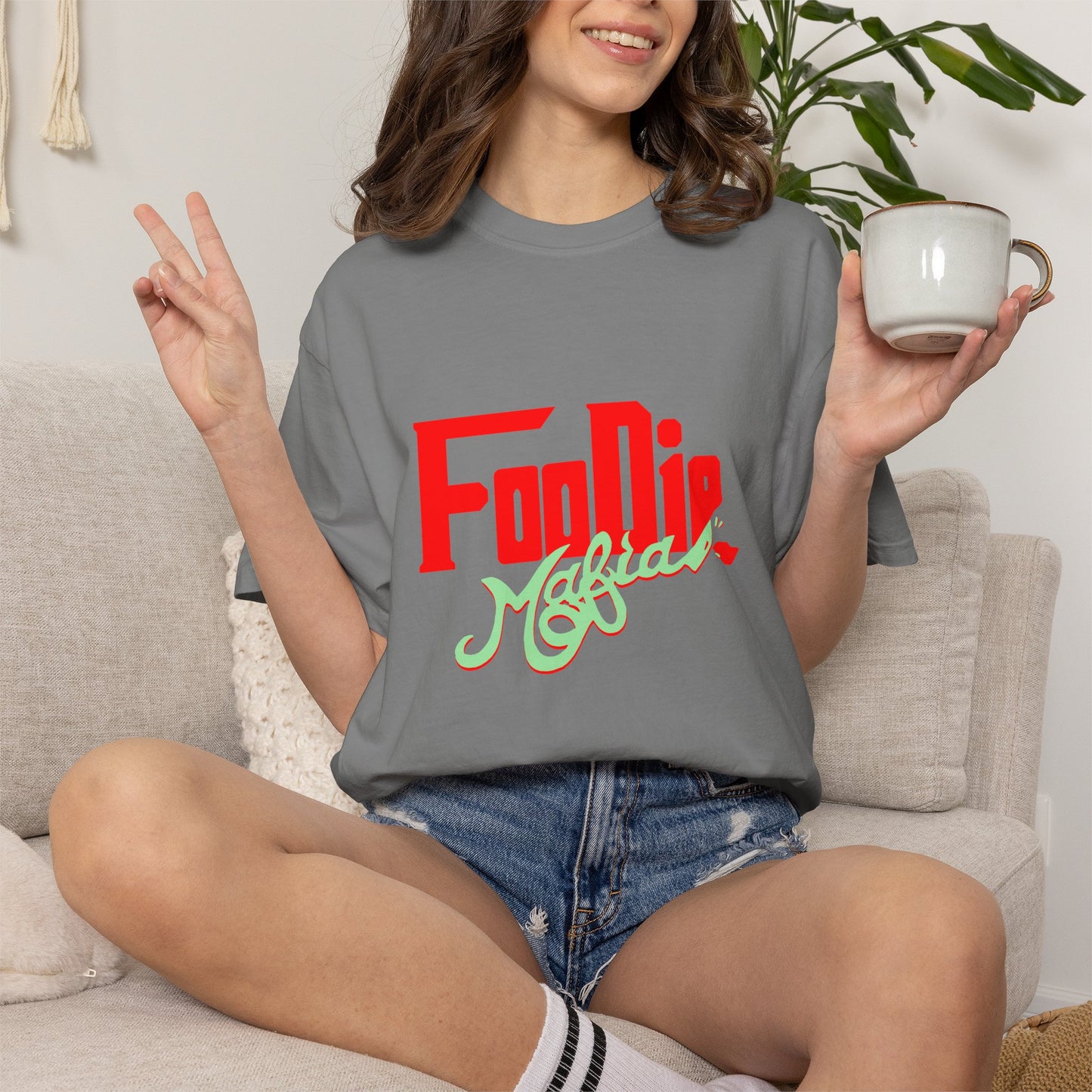 L.O.E.F Red Foodie Mafia Unisex Tee Shirt (Mint Green)