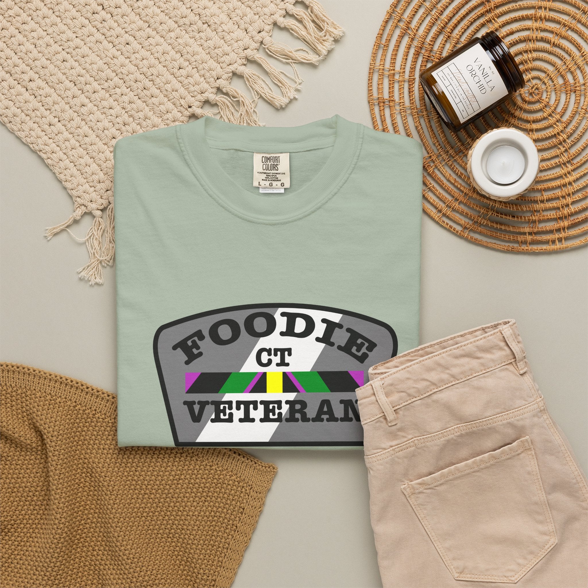 L.O.E.F Foodie Veteran CT Unisex Tee Shirt (Gray)